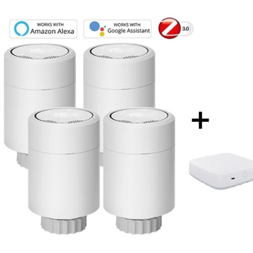 Slimme Radiatorknop | Combiset Inclusief Zigbee Hub | Thermostaat | 4x radiatorknop + 1 Zigbee Hub